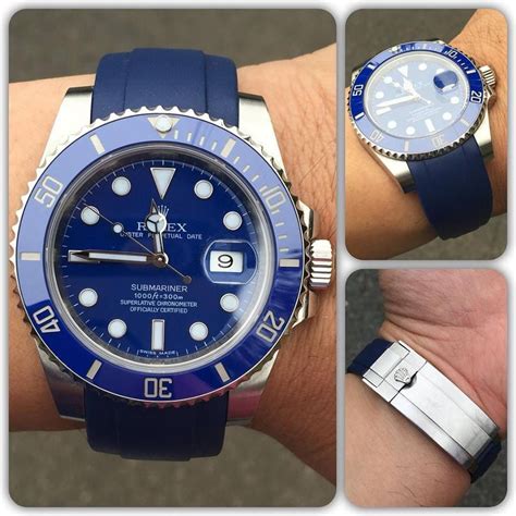 blue rolex submariner on strap|Rolex Submariner strap replacement.